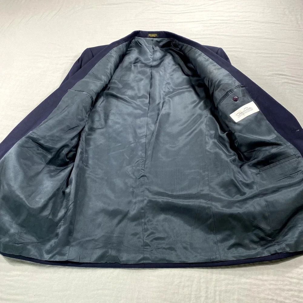 Oscar De La Renta Blazer Mens 40L‎ Blue Wool Two Button Front Sport CoatJacket
